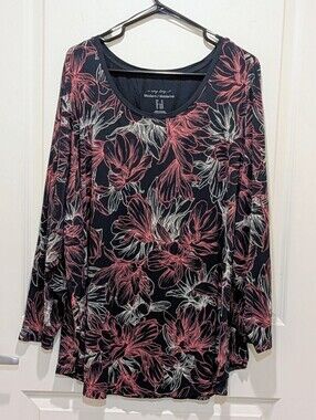 3/$30 GUC Pennington's 3X Super Soft Blue Pink and White Floral Long Sleeve Top